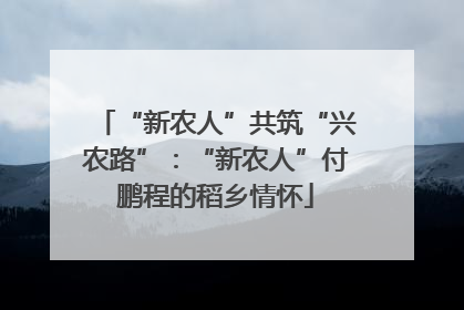 “新农人”共筑“兴农路”：“新农人”付鹏程的稻乡情怀