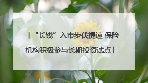 “长钱”入市步伐提速 保险机构积极参与长期投资试点