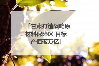 甘肃打造战略原材料保障区 目标产值破万亿