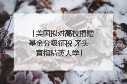 美国拟对高校捐赠基金分级征税 矛头直指精英大学