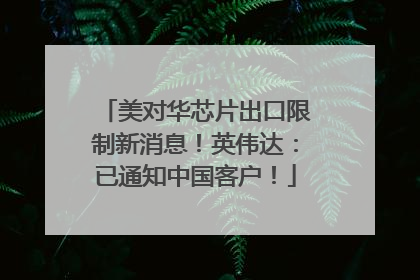 美对华芯片出口限制新消息！英伟达：已通知中国客户！