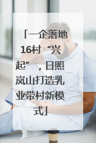 一企落地16村“兴起”，日照岚山打造乳业带村新模式