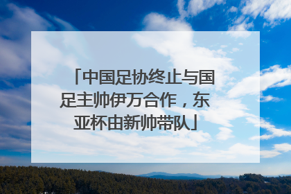 中国足协终止与国足主帅伊万合作，东亚杯由新帅带队