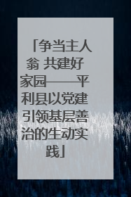 争当主人翁 共建好家园——平利县以党建引领基层善治的生动实践