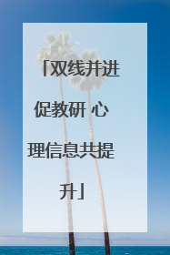 双线并进促教研 心理信息共提升