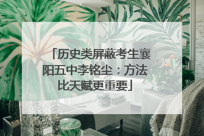 历史类屏蔽考生襄阳五中李铭尘：方法比天赋更重要