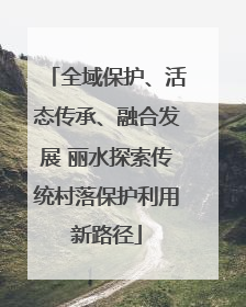 全域保护、活态传承、融合发展 丽水探索传统村落保护利用新路径