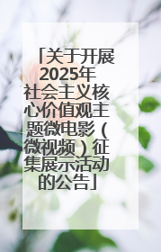 关于开展2025年社会主义核心价值观主题微电影（微视频）征集展示活动的公告