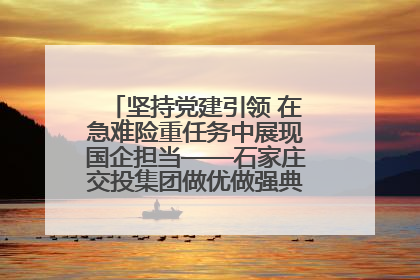 坚持党建引领 在急难险重任务中展现国企担当——石家庄交投集团做优做强典型报道之一