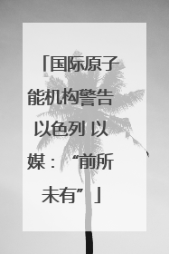 国际原子能机构警告以色列 以媒：“前所未有”