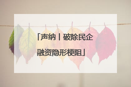 声纳丨破除民企融资隐形梗阻