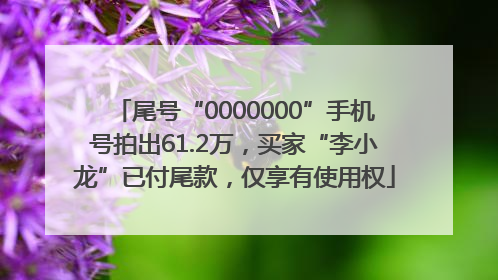 尾号“0000000”手机号拍出61.2万，买家“李小龙”已付尾款，仅享有使用权