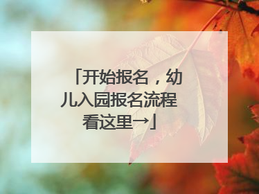 开始报名，幼儿入园报名流程看这里→