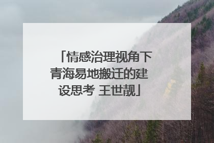 情感治理视角下青海易地搬迁的建设思考 王世靓