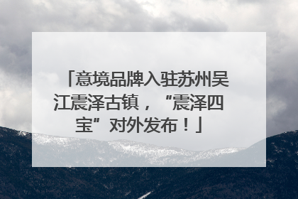 意境品牌入驻苏州吴江震泽古镇，“震泽四宝”对外发布！