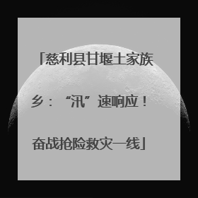 慈利县甘堰土家族乡：“汛”速响应！奋战抢险救灾一线
