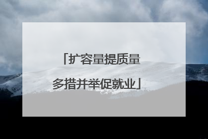 扩容量提质量 多措并举促就业