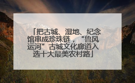 把古城、湿地、纪念馆串成珍珠链，“鲁风运河”古城文化廊道入选十大最美农村路