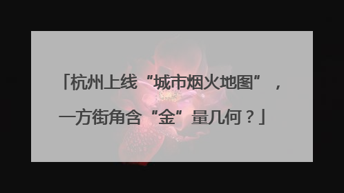 杭州上线“城市烟火地图”，一方街角含“金”量几何？