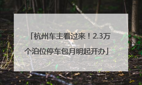 杭州车主看过来！2.3万个泊位停车包月明起开办