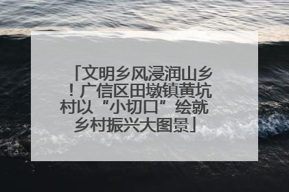 文明乡风浸润山乡！广信区田墩镇黄坑村以“小切口”绘就乡村振兴大图景