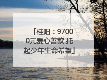 桂阳：97000元爱心善款 托起少年生命希望