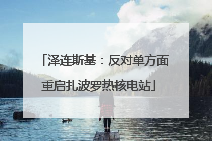 泽连斯基：反对单方面重启扎波罗热核电站