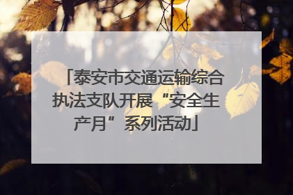 泰安市交通运输综合执法支队开展“安全生产月”系列活动