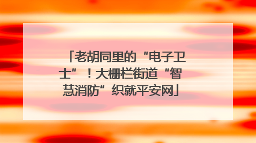 老胡同里的“电子卫士”！大栅栏街道“智慧消防”织就平安网