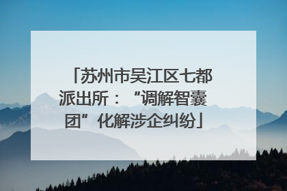 苏州市吴江区七都派出所：“调解智囊团”化解涉企纠纷
