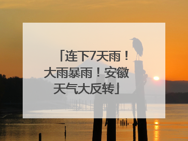 连下7天雨！大雨暴雨！安徽天气大反转