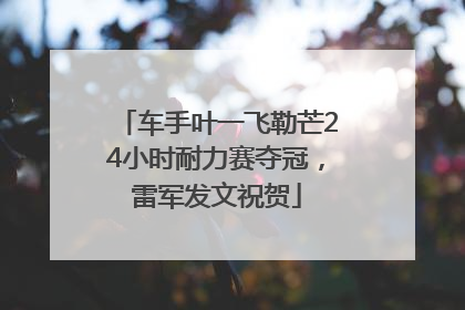 车手叶一飞勒芒24小时耐力赛夺冠，雷军发文祝贺
