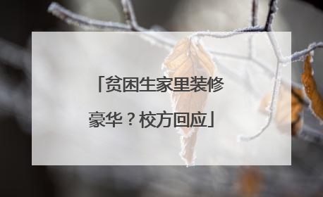贫困生家里装修豪华？校方回应
