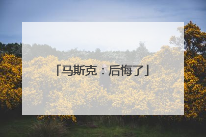 马斯克：后悔了