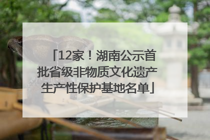 12家！湖南公示首批省级非物质文化遗产生产性保护基地名单